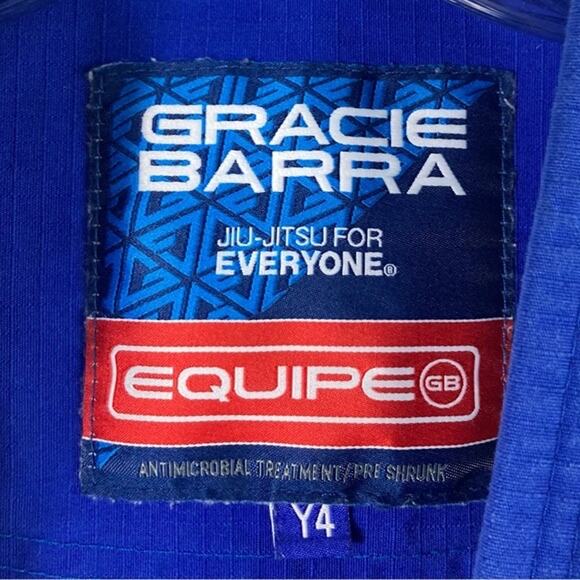 GRACIE BARRA Jiu Jitsu Karate Robe Y4 Blue - Picture 3 of 16